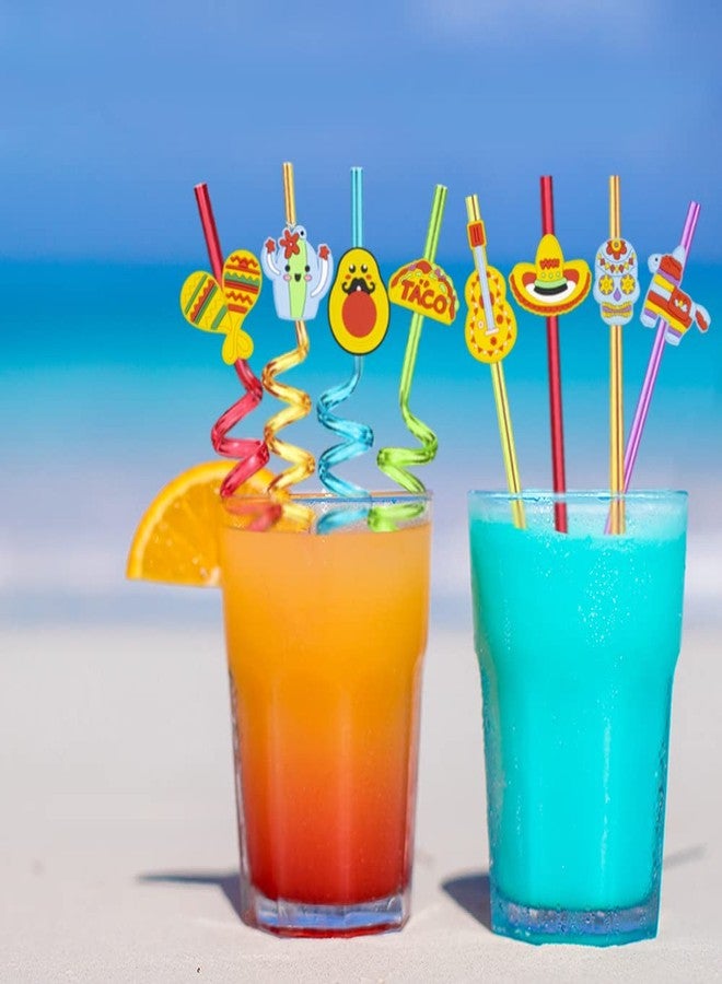 Meaxur 24pcs Cinco De Mayo Fiesta Theme Beverage Cocktail Straws for Mexico Fiesta Taco Party Supplies Party Favor with 2 Pieces Straw Cleaning Brushes, 6 Colors Straws - Image 5